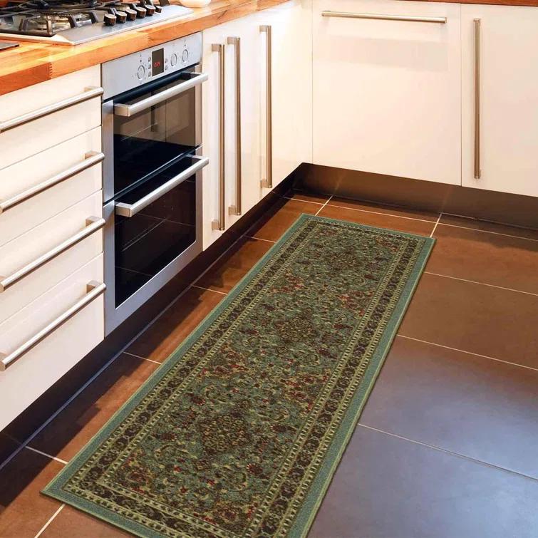 Ottohome Non-Slip Medallion Oriental Area Rug For Living Room, Hallway, Entryway Rug, Dark Red