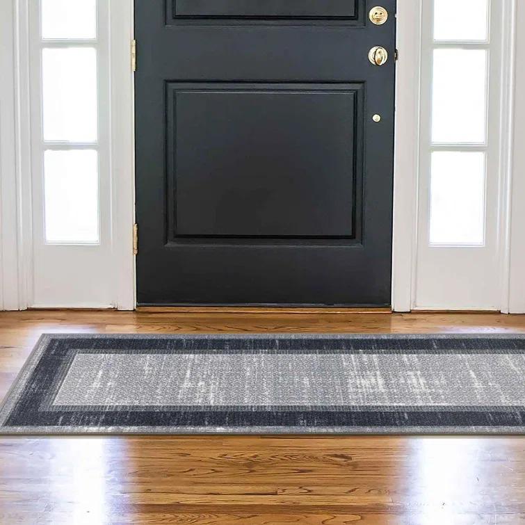 Non-Slip Bordered Area Rug For Living Room, Hallway Runner, Entryway Rug