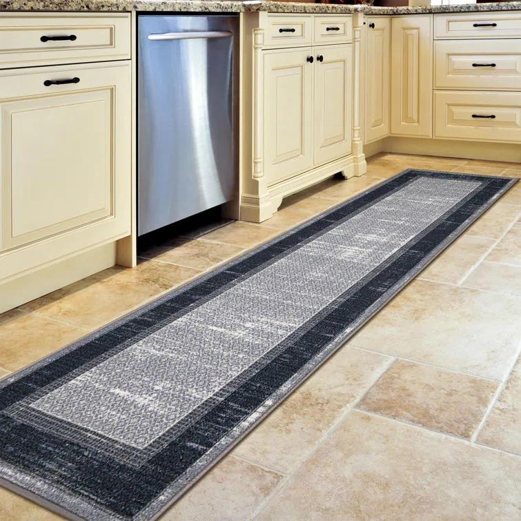 Non-Slip Bordered Area Rug For Living Room, Hallway Runner, Entryway Rug