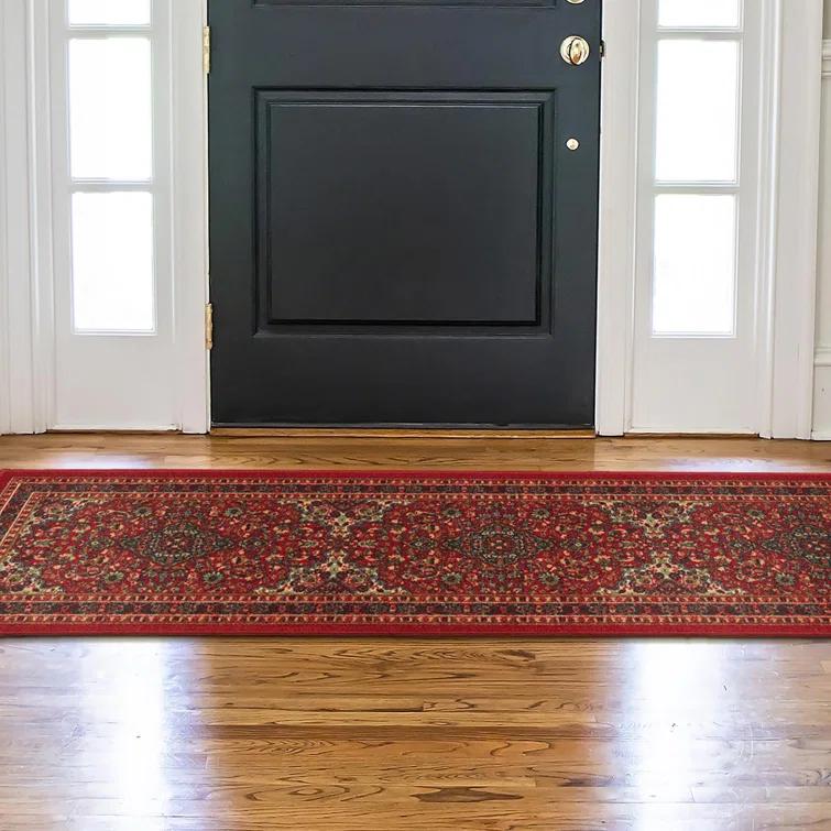 Ottohome Non-Slip Medallion Area Rug For Living Room, Hallway Runner, Entryway Rug, Seafoam Green