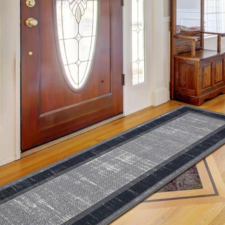 Non-Slip Bordered Area Rug For Living Room, Hallway Runner, Entryway Rug