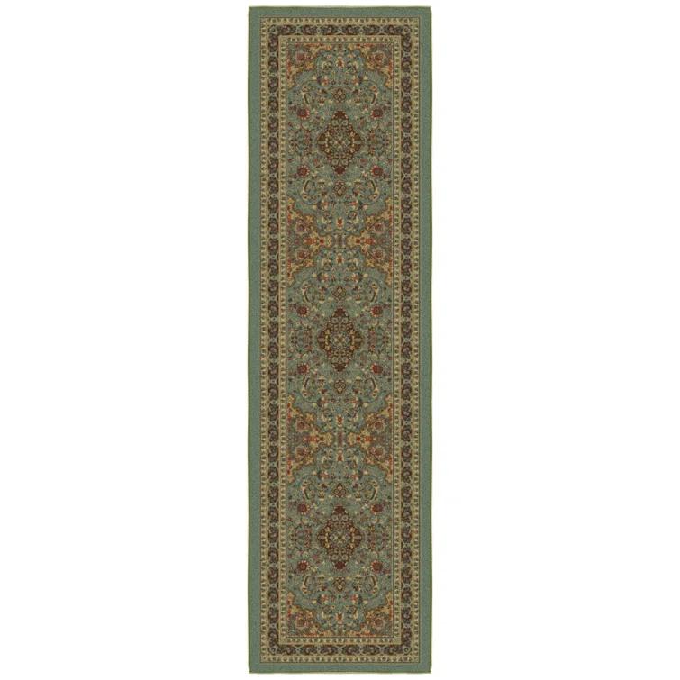 Ottohome Non-Slip Medallion Area Rug For Living Room, Hallway Runner, Entryway Rug, Seafoam Green