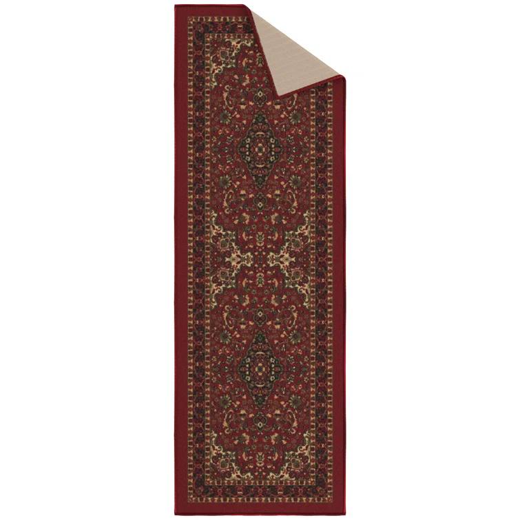 Ottohome Non-Slip Medallion Oriental Area Rug For Living Room, Hallway, Entryway Rug, Dark Red