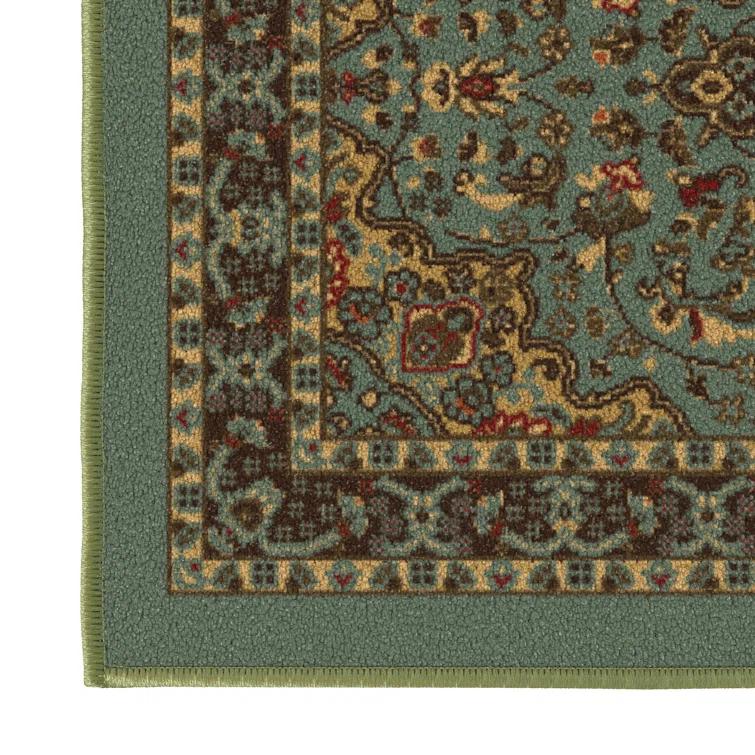 Ottohome Non-Slip Medallion Oriental Area Rug For Living Room, Hallway, Entryway Rug, Dark Red