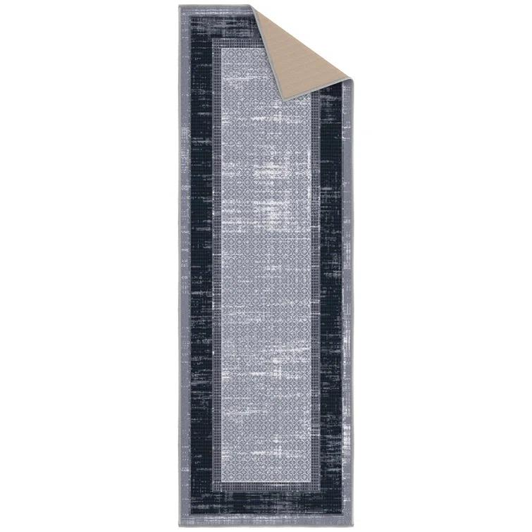Non-Slip Bordered Area Rug For Living Room, Hallway Runner, Entryway Rug