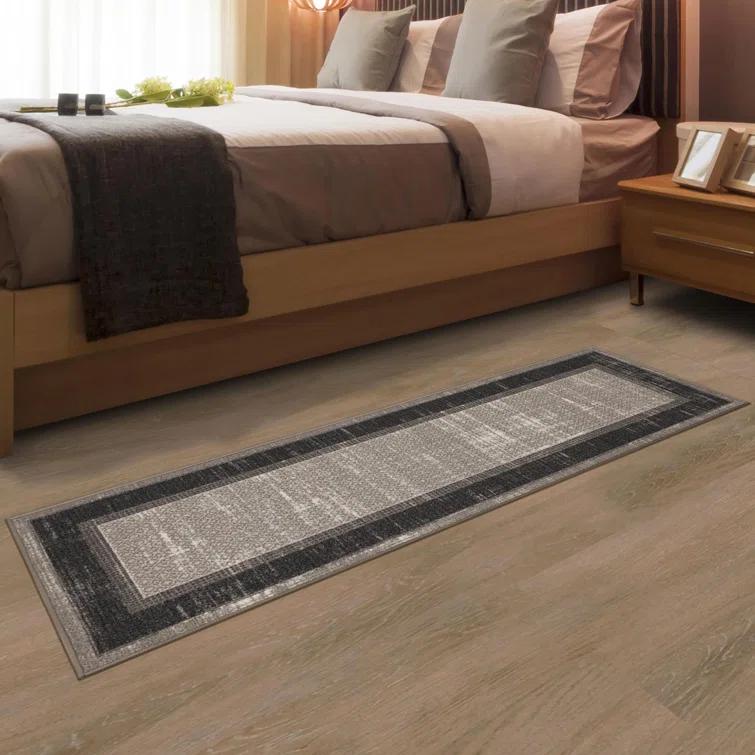 Non-Slip Bordered Area Rug For Living Room, Hallway Runner, Entryway Rug