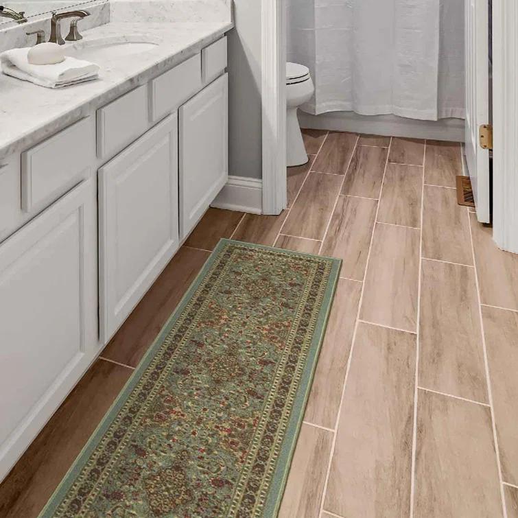 Ottohome Non-Slip Medallion Oriental Area Rug For Living Room, Hallway, Entryway Rug, Dark Red