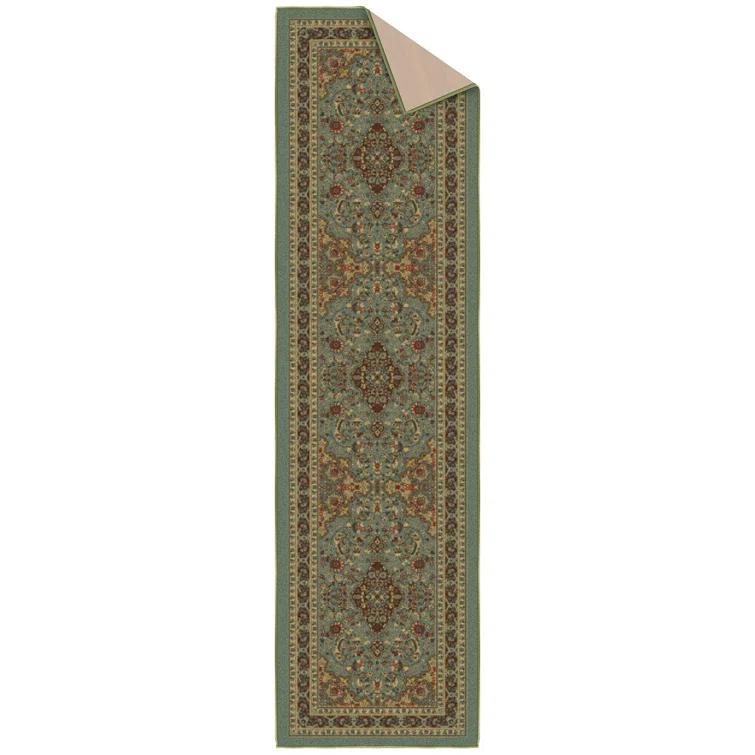 Ottohome Non-Slip Medallion Area Rug For Living Room, Hallway Runner, Entryway Rug, Seafoam Green