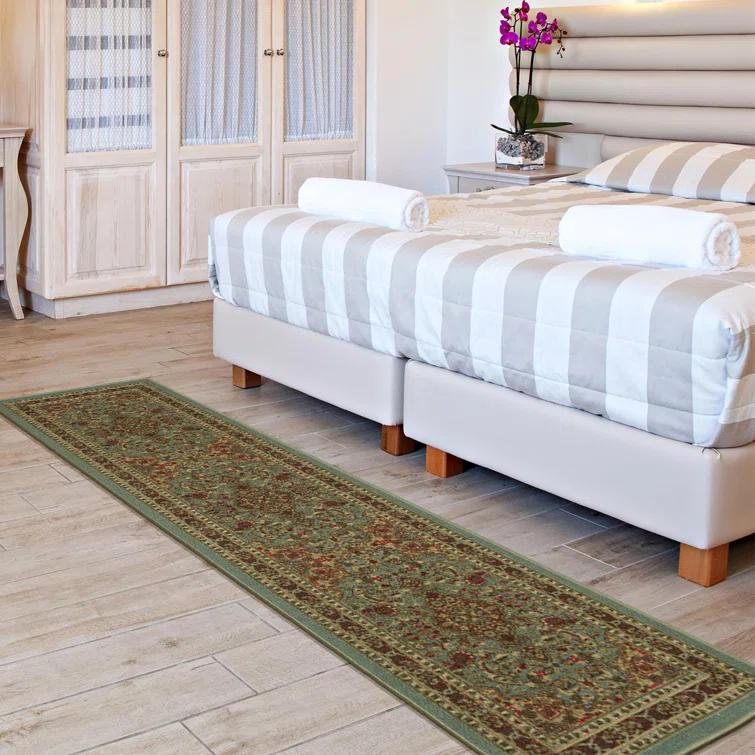 Ottohome Non-Slip Medallion Area Rug For Living Room, Hallway Runner, Entryway Rug, Seafoam Green