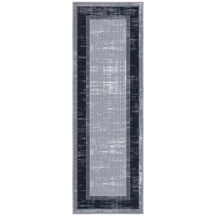 Non-Slip Bordered Area Rug For Living Room, Hallway Runner, Entryway Rug