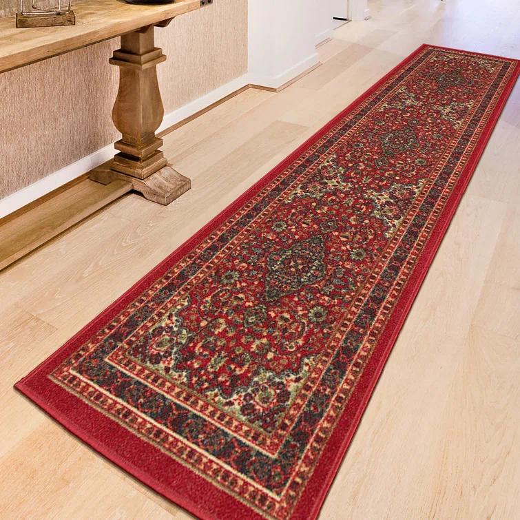 Ottohome Non-Slip Medallion Area Rug For Living Room, Hallway Runner, Entryway Rug, Seafoam Green