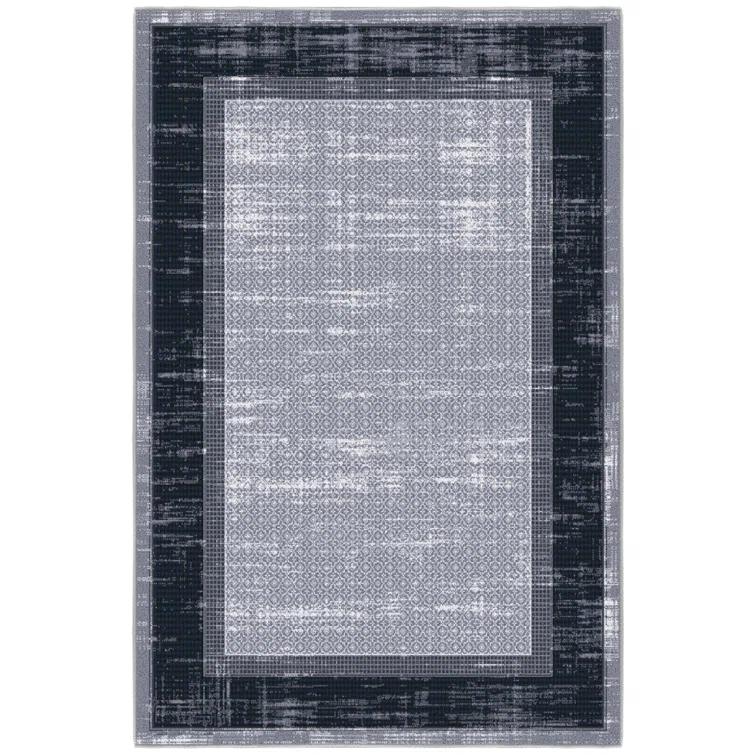 Non-Slip Bordered Area Rug For Living Room, Hallway Runner, Entryway Rug
