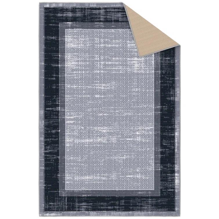 Non-Slip Bordered Area Rug For Living Room, Hallway Runner, Entryway Rug