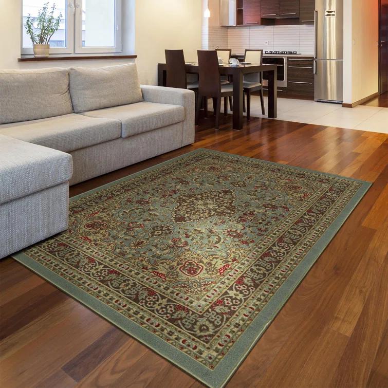 Ottohome Non-Slip Medallion Oriental Area Rug For Living Room, Hallway, Entryway Rug, Dark Red
