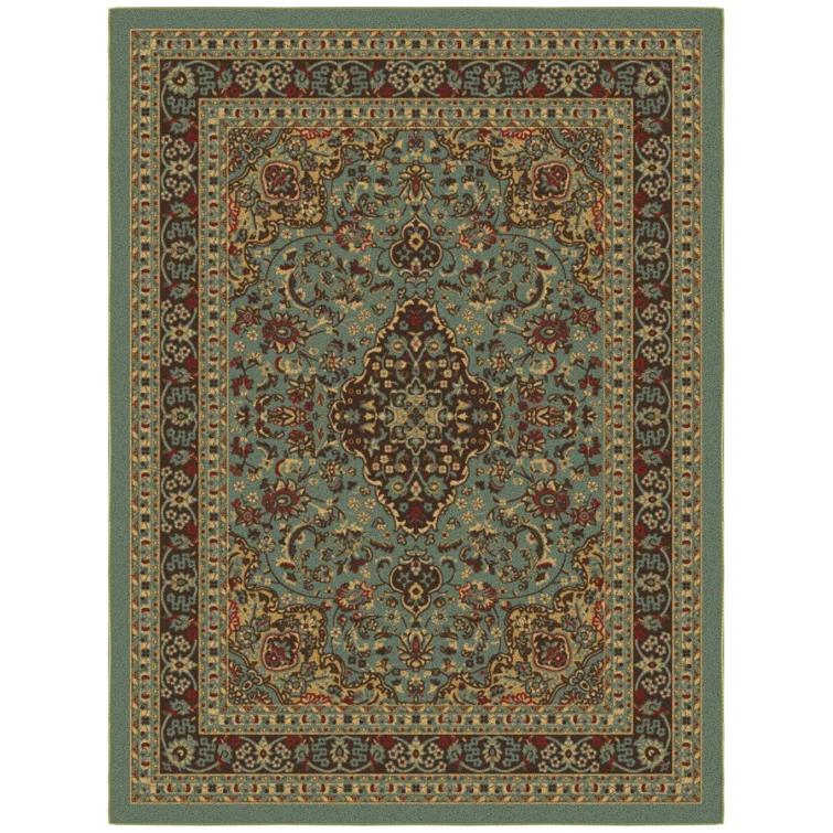 Ottohome Non-Slip Medallion Oriental Area Rug For Living Room, Hallway, Entryway Rug, Dark Red