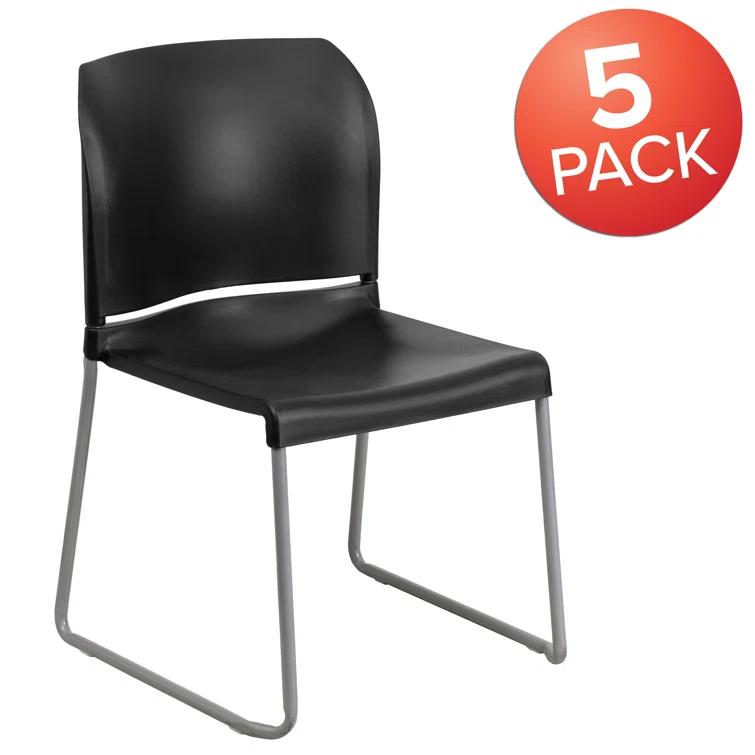 Flash Furniture Brielle Contoured Sled Base Stackable Waiting Room Chairs (Set of 5)