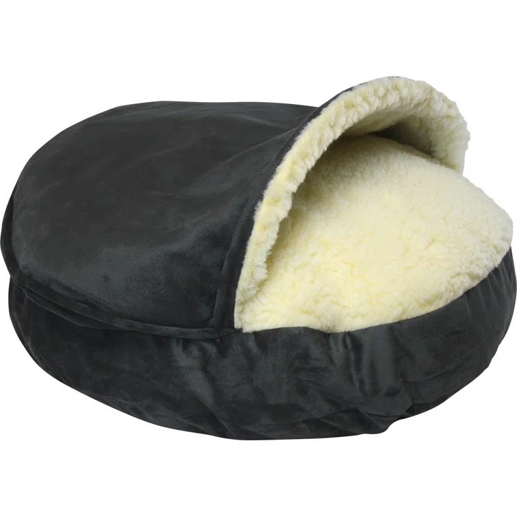 Snoozer Cozy Cave Luxury Hooded Microsuede Pet Bed