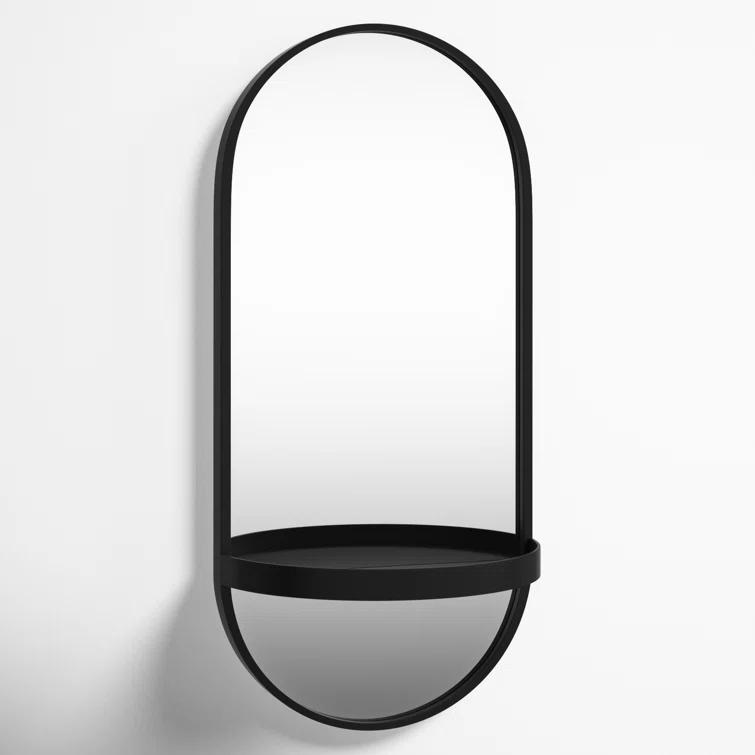 Lumi Metal Flat Mirror with Shelves