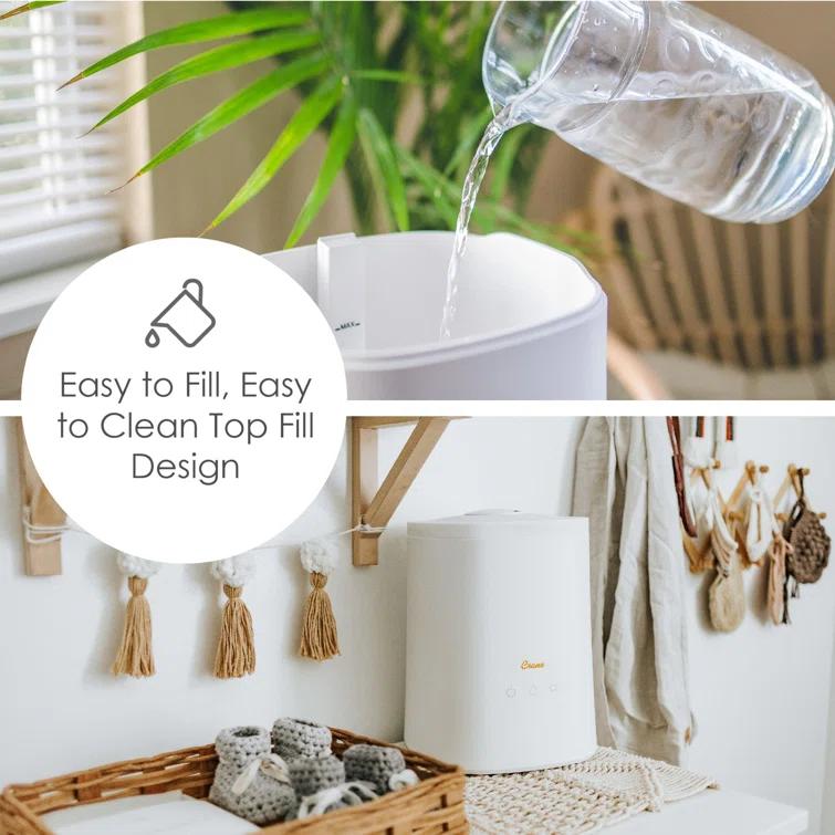 Crane USA 1.2 Gal. Cool Mist Ultrasonic Tabletop Humidifier 500 Sq. Ft., With Night Light, For Bedroom