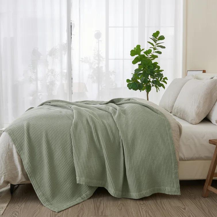 Solid Cotton Waffle Weave Blanket