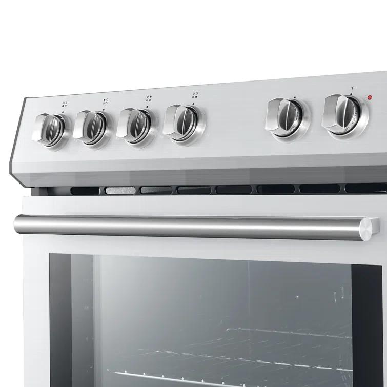 Leonardo Espresso 30-inch Slide-In Electric Range in Stainless-Steel, Black or White, 4 Elements, 7,100 Watts, 5.0 cu.ft. Oven with Convection Fan