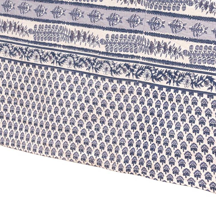 Blue Marine Floral Rectangular Fabric Tablecloth 71x128