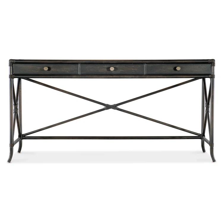 Black Sand Transitional Wood Console Table with Storage