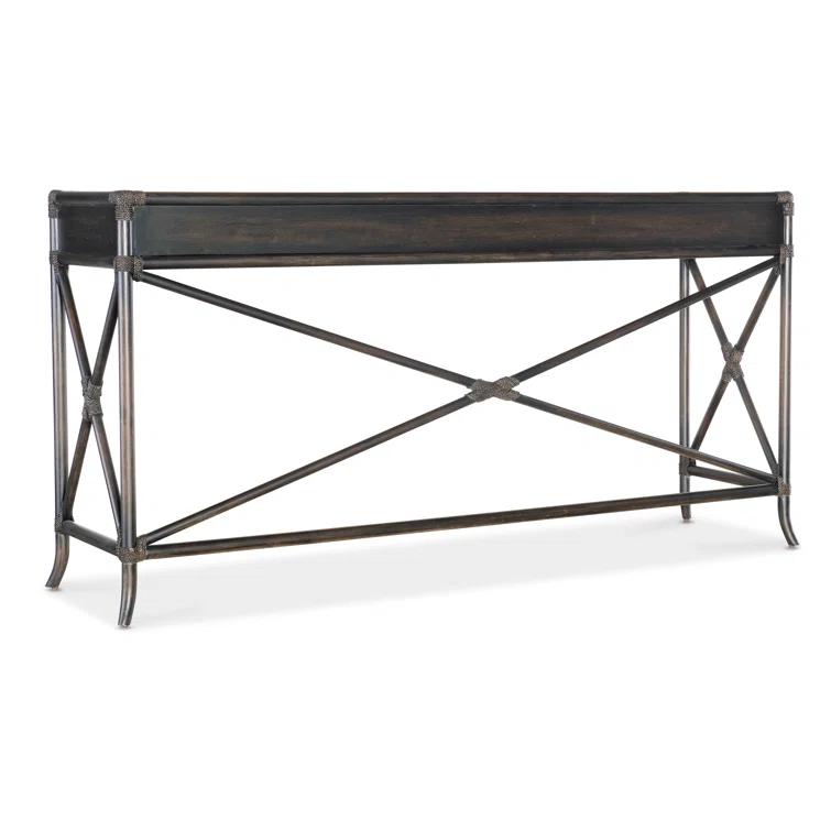 Black Sand Transitional Wood Console Table with Storage