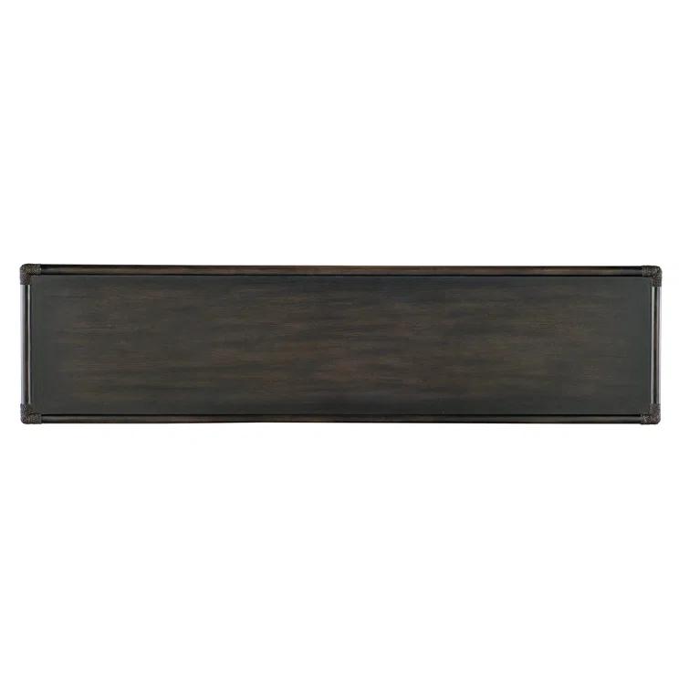 Black Sand Transitional Wood Console Table with Storage