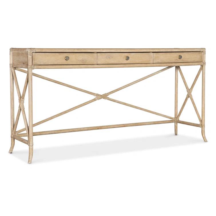 Dune Beige Oak and Maple Rectangular Console Table with Storage