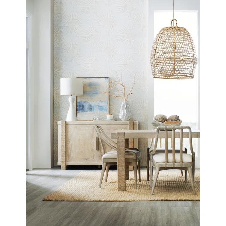 Beige Oak Veneer Transitional Sideboard with Rope-Wrapped Legs