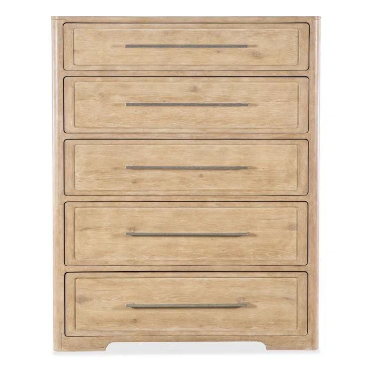 Beige Oak and Maple 5-Drawer Vertical Dresser