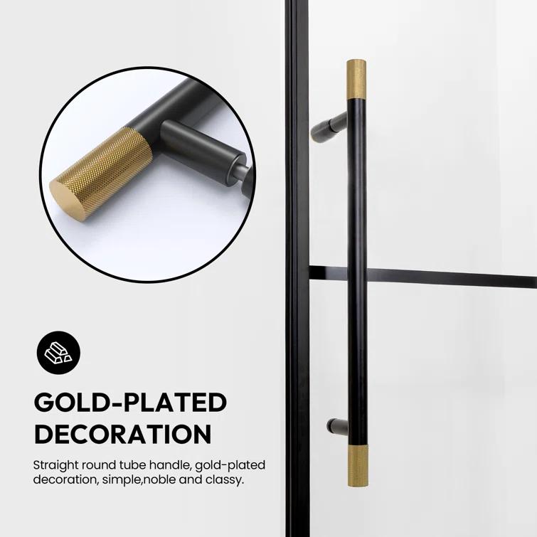 Vinnova 320048+36P-MB Losar 48'' W 78'' H Framed Rectangle Reversible Shower Enclosure