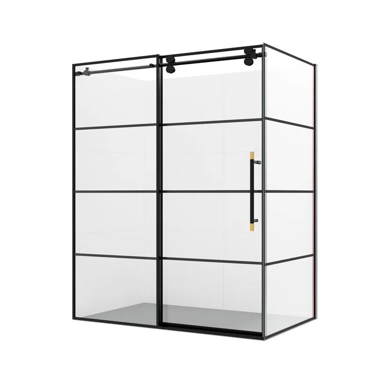 Vinnova 320068+36P-MB Losar 68'' W 78'' H Framed Rectangle Reversible Shower Enclosure