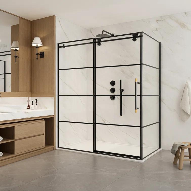 Vinnova 320068+36P-MB Losar 68'' W 78'' H Framed Rectangle Reversible Shower Enclosure