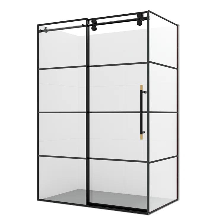 Vinnova 320048+36P-MB Losar 48'' W 78'' H Framed Rectangle Reversible Shower Enclosure