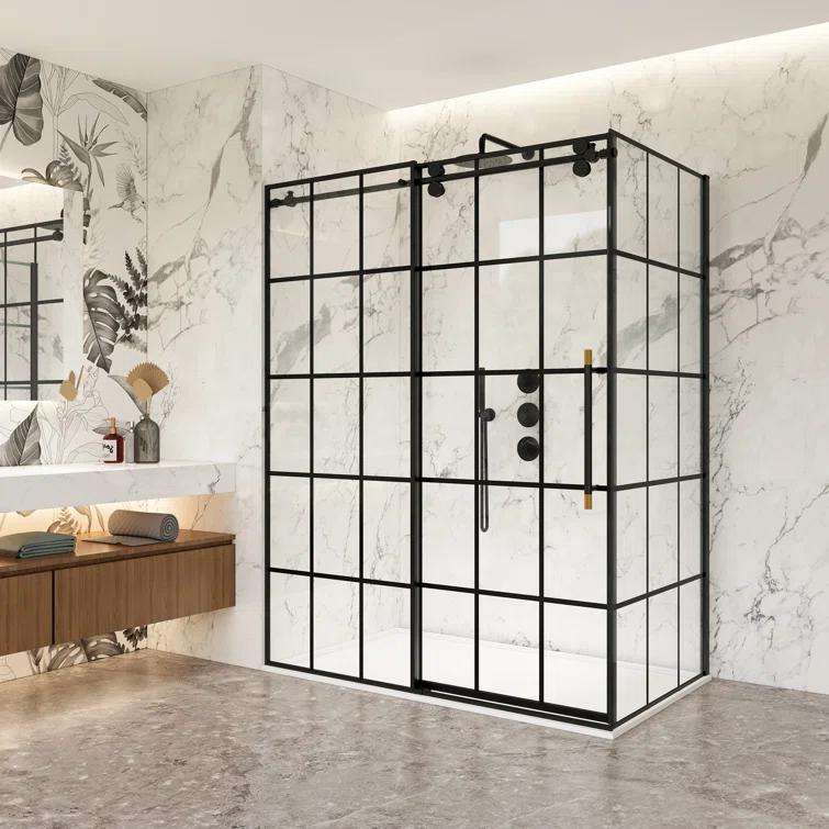 Puente 60'' W 78'' H Framed Rectangle Reversible Shower Enclosure