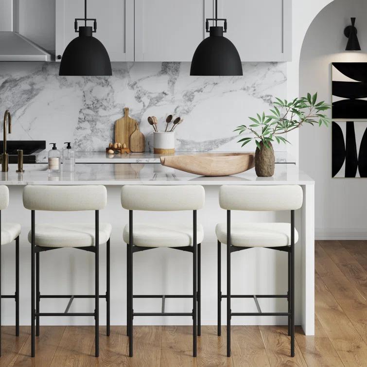 Dahlia Upholstered Counter Stool with Metal Frame