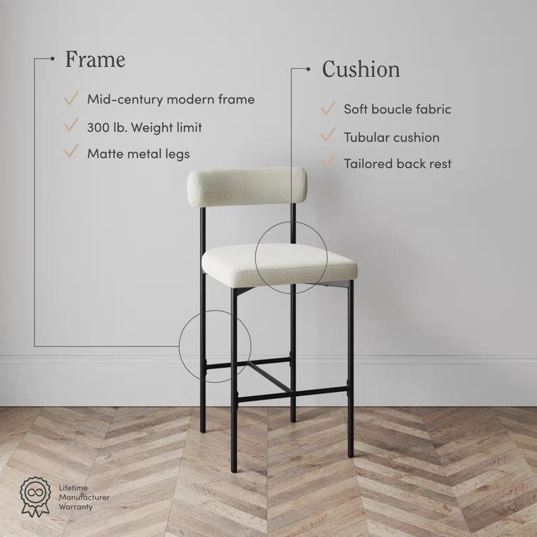 Dahlia Upholstered Counter Stool with Metal Frame
