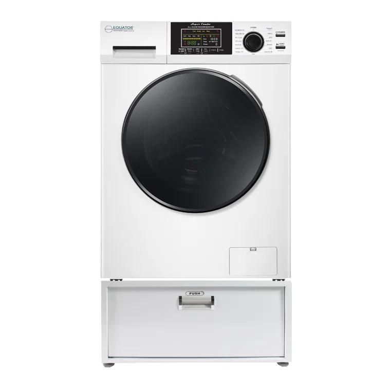 Equator Advanced Appliances Equator All-in-one Washer Dryer Ventless FULLY BUILTIN 0-CLEARANCE 1.62cf/15lbs 110V 1400RPM + Pedestal EZ 4700 C + PDL 4455 White