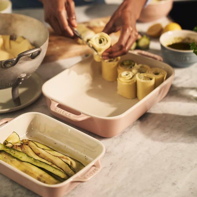 Staub Macaron Pastel Pink Rectangular Bakers, Set of 2