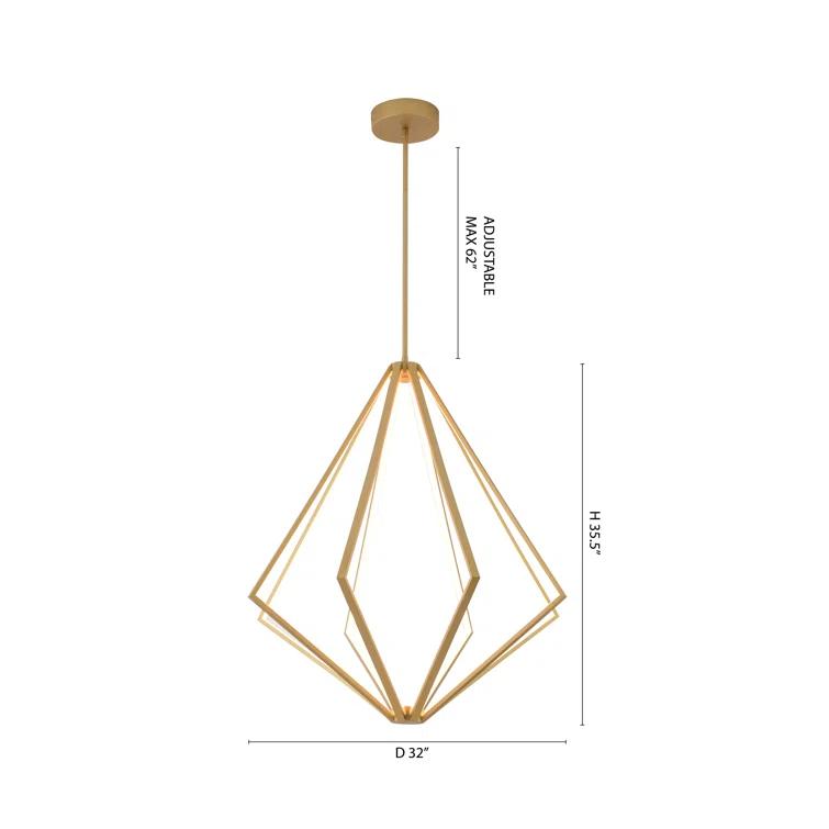 8-Light LED Gold Diamond LED Chandelier With Silicone Diffusers