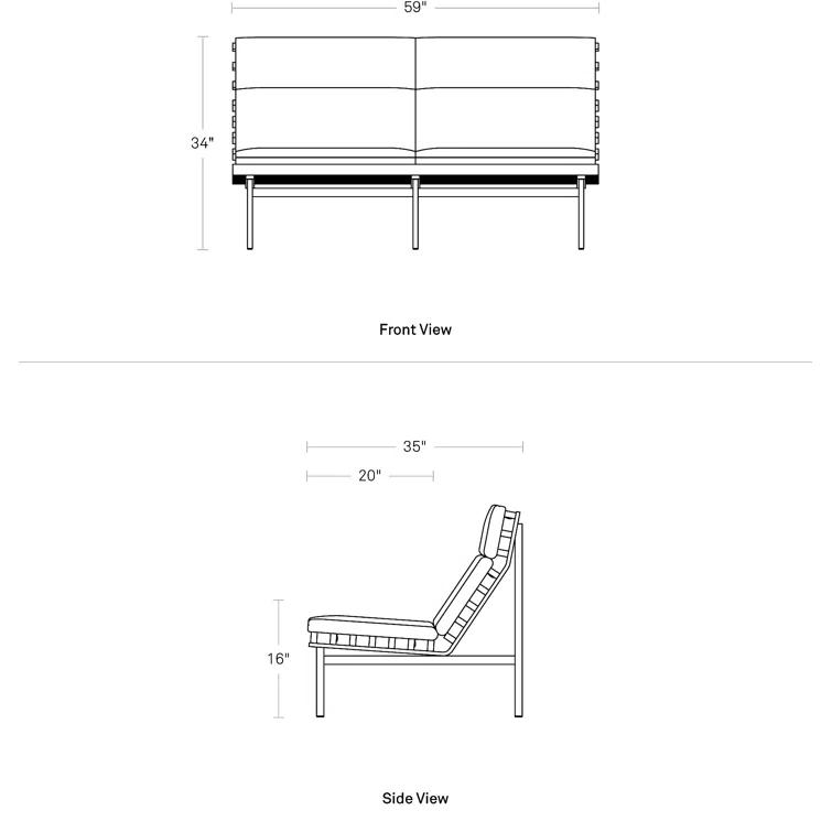 Perch 59'' Powder Coated Aluminum Outdoor Loveseat