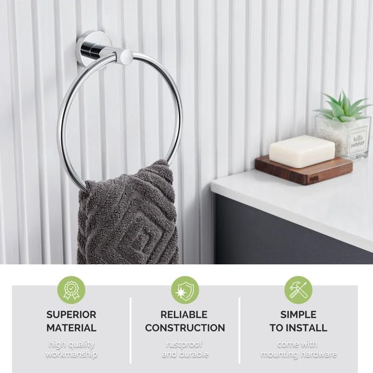 APLusee Wall Mounted Stainless Steel Bathroom Towel Ring AE101