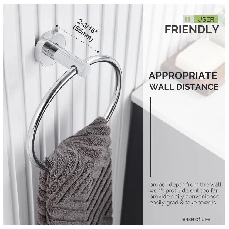 APLusee Wall Mounted Stainless Steel Bathroom Towel Ring AE101