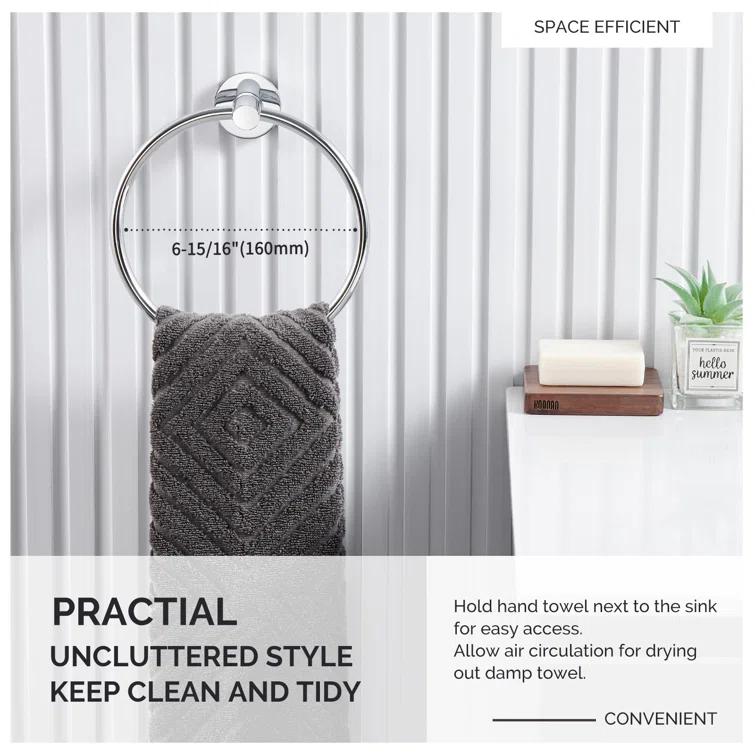 APLusee Wall Mounted Stainless Steel Bathroom Towel Ring AE101