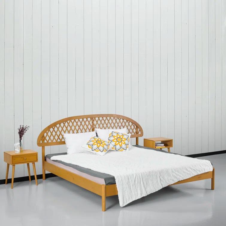 NTC Gem Solid Wood Bed Frame with Headboard and Silent Slats, 1000 Lbs. Capacity Bed Frame