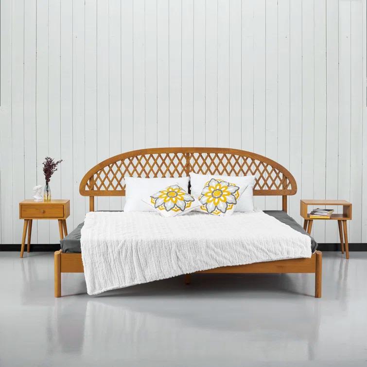 NTC Gem Solid Wood Bed Frame with Headboard and Silent Slats, 1000 Lbs. Capacity Bed Frame