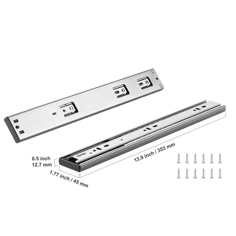 Full Extension 1.77'' Soft Close Side Mount Metal Drawer Slide (Set of 10)