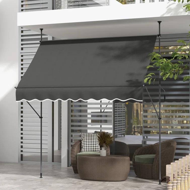 Outsunny D Polyester Cover Retractable Patio Awning